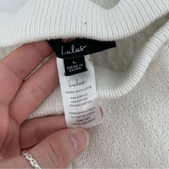 Lulu’s Wide Leg Pant White Knit L - Picture 7 of 8